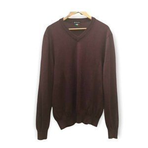 MODANGO Milano V-Neck Woolblend Sweater Made In Italy Burgundy Size Medium